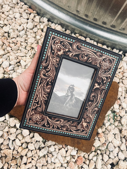 Tooled Leather  Picture Frame